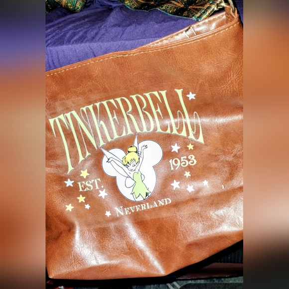 Tinkerbell Brown Tote Bag With Sparkling Color Changing Case With Metal Straw - Picture 1 of 8